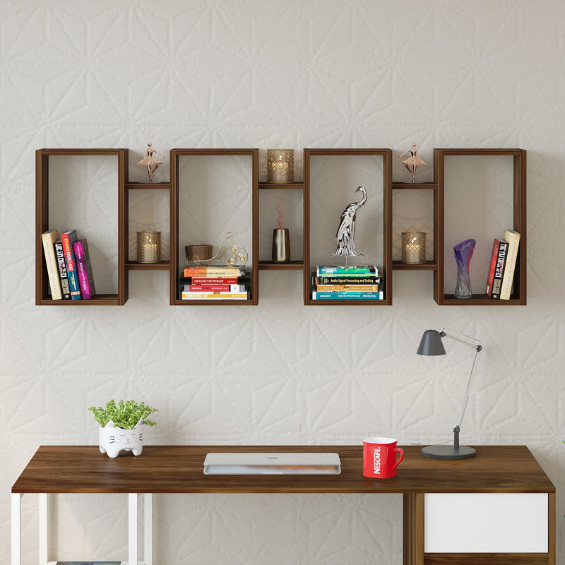 Steda Wall Mount Bookshel(Brown Maple)
