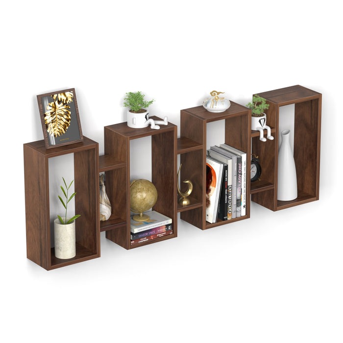 Steda Multipurpose Wall Mount/Free Standing Bookshelf, Open Decor Wall Display Shelves, Storage Cabinet Racks Organizer for Living Room Bedroom Office Home (Brown Maple)