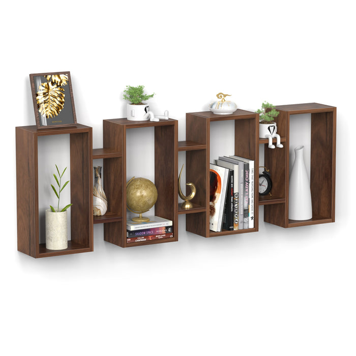 Steda Multipurpose Wall Mount/Free Standing Bookshelf, Open Decor Wall Display Shelves, Storage Cabinet Racks Organizer for Living Room Bedroom Office Home (Brown Maple)