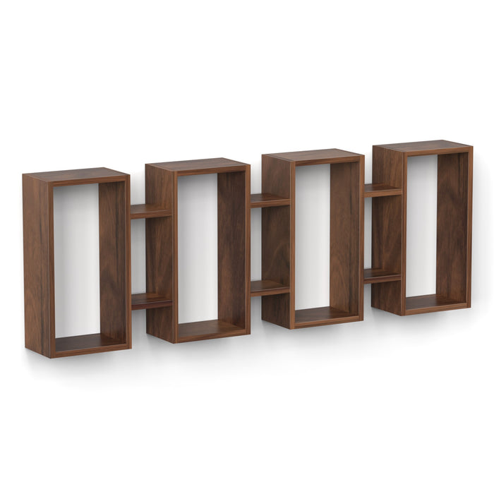 Steda Multipurpose Wall Mount/Free Standing Bookshelf, Open Decor Wall Display Shelves, Storage Cabinet Racks Organizer for Living Room Bedroom Office Home (Brown Maple)