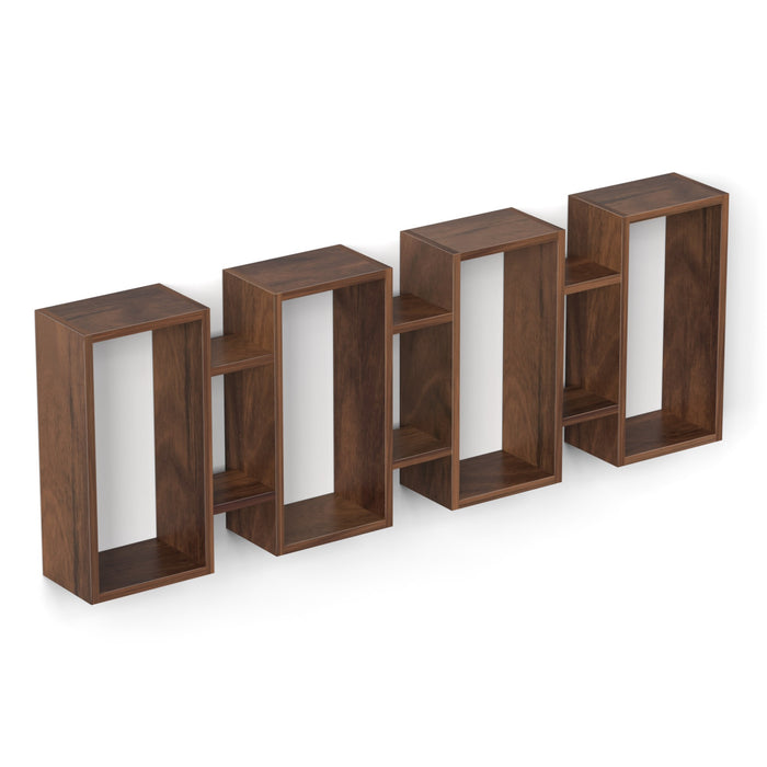 Steda Multipurpose Wall Mount/Free Standing Bookshelf, Open Decor Wall Display Shelves, Storage Cabinet Racks Organizer for Living Room Bedroom Office Home (Brown Maple)