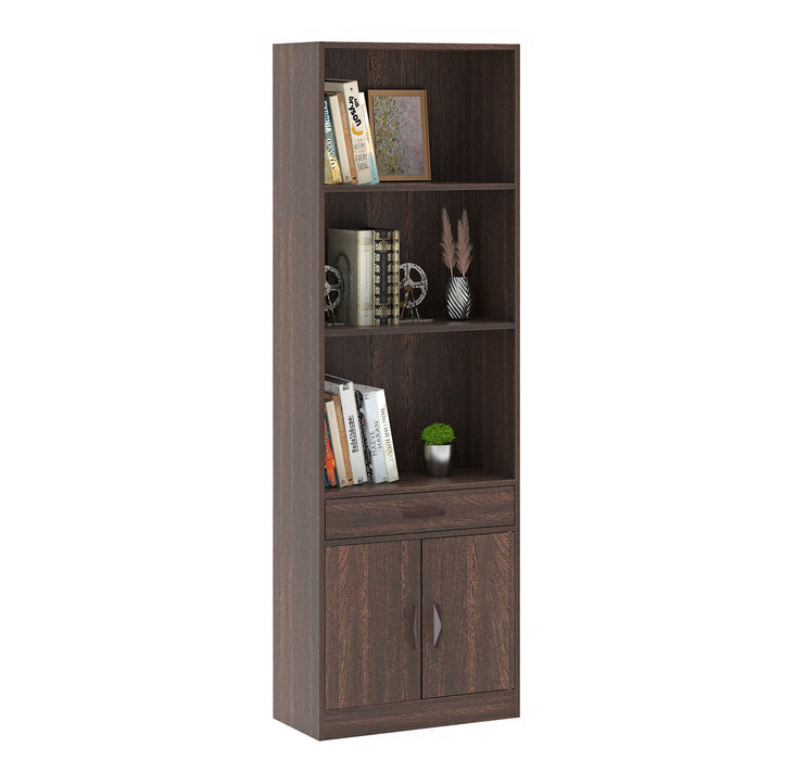 Seonn Bookshelf Cabinet with Storage Shelves & Drawer |Wenge