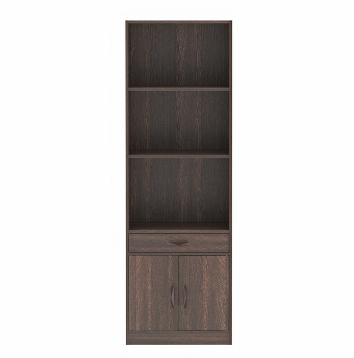 Seonn Bookshelf Cabinet with Storage Shelves & Drawer |Wenge