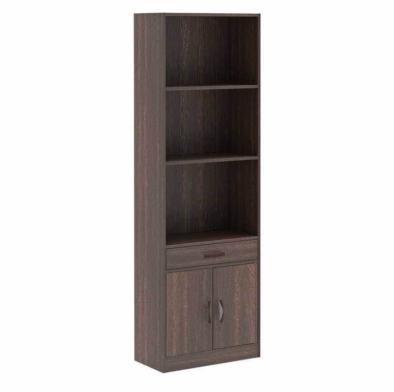 Seonn Bookshelf Cabinet with Storage Shelves & Drawer |Wenge