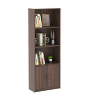 Seonn Bookshelf Cabinet Book Rack Organizer with Shelves for Décor Display, Drawer and 2 Doors Cabinet Floor Standing for Home Library (Without Drawer) |Wenge
