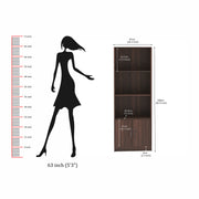 Seonn Bookshelf Cabinet Book Rack Organizer with Shelves for Décor Display, Drawer and 2 Doors Cabinet Floor Standing for Home Library (Without Drawer) |Wenge