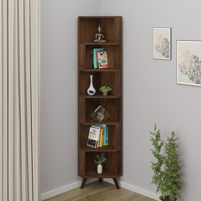 Veluno Corner Shelf Bookshelf Cabinet Book Rack Organizer with Shelves for Storage Décor Display Cabinet Floor Standing for Living Room Home Library