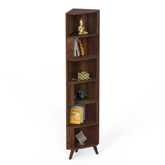 Veluno Corner Shelf Bookshelf Cabinet Book Rack Organizer with Shelves for Storage Décor Display Cabinet Floor Standing for Living Room Home Library