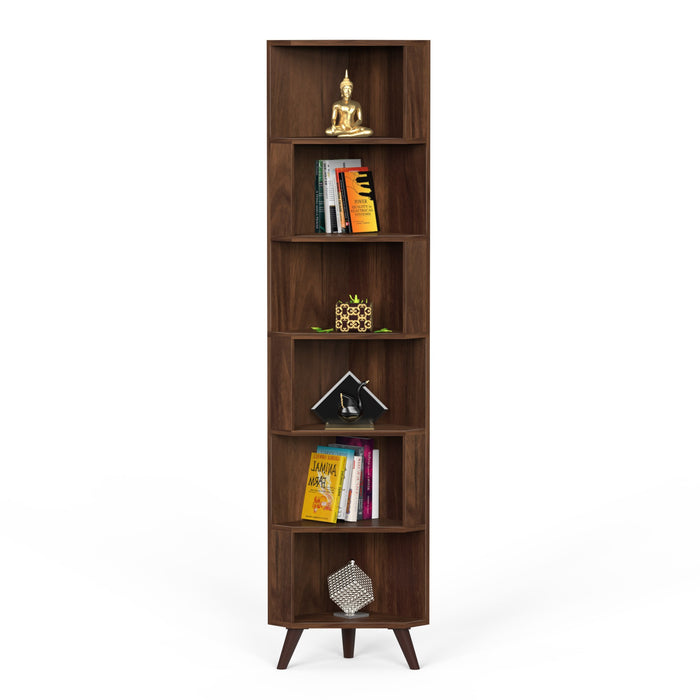 Veluno Corner Shelf Bookshelf Cabinet Book Rack Organizer with Shelves for Storage Décor Display Cabinet Floor Standing for Living Room Home Library