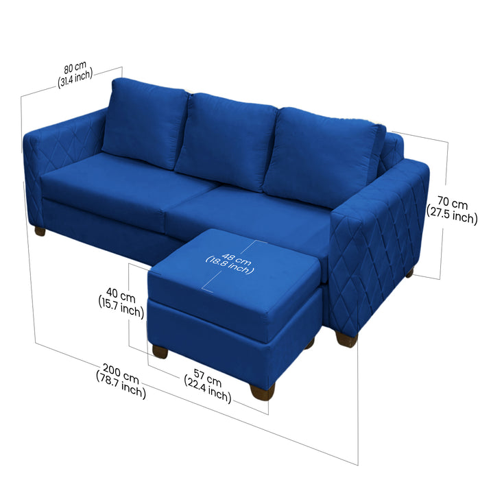 Wilber 3+1, 4 Seater Interchangeable L Shape Sofa Set  (Blue)