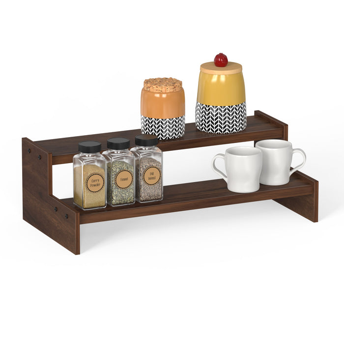 Dolvin Mini Ladder Style Engineering Wood Spice Masala Rack Shelf Stand Organizer/Spice Bottle Display Rack & Cup Stand for Home & Kitchen
