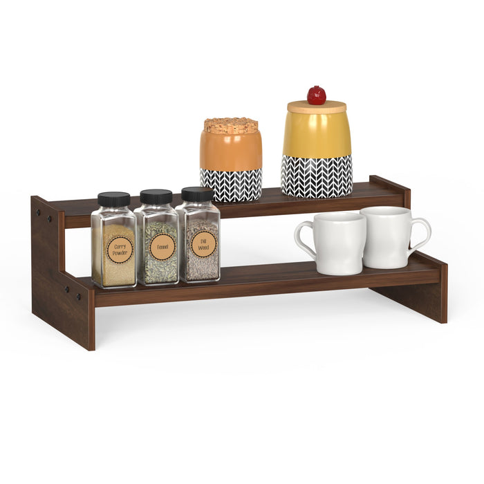 Dolvin Mini Ladder Style Engineering Wood Spice Masala Rack Shelf Stand Organizer/Spice Bottle Display Rack & Cup Stand for Home & Kitchen