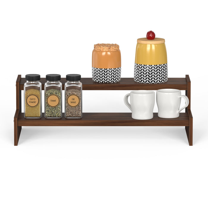 Dolvin Mini Ladder Style Engineering Wood Spice Masala Rack Shelf Stand Organizer/Spice Bottle Display Rack & Cup Stand for Home & Kitchen