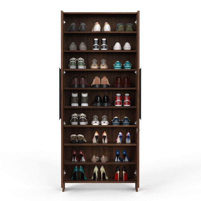 Brooklyn Highline Multipurpose Shoe Rack, Storage File Cabinet Organizer, Slipper Footwear Stand can Store Up to 28 Pairs for Living Room Home DIY (Brown Maple) (75.7 x 31.7 x 180) CM