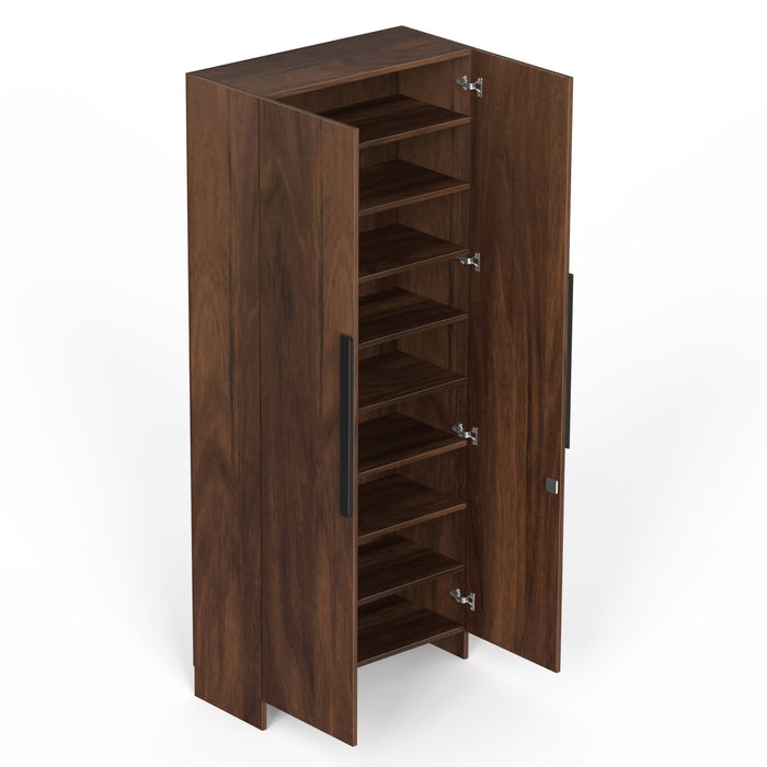 Brooklyn Highline Multipurpose Shoe Rack, Storage File Cabinet Organizer, Slipper Footwear Stand can Store Up to 28 Pairs for Living Room Home DIY (Brown Maple) (75.7 x 31.7 x 180) CM