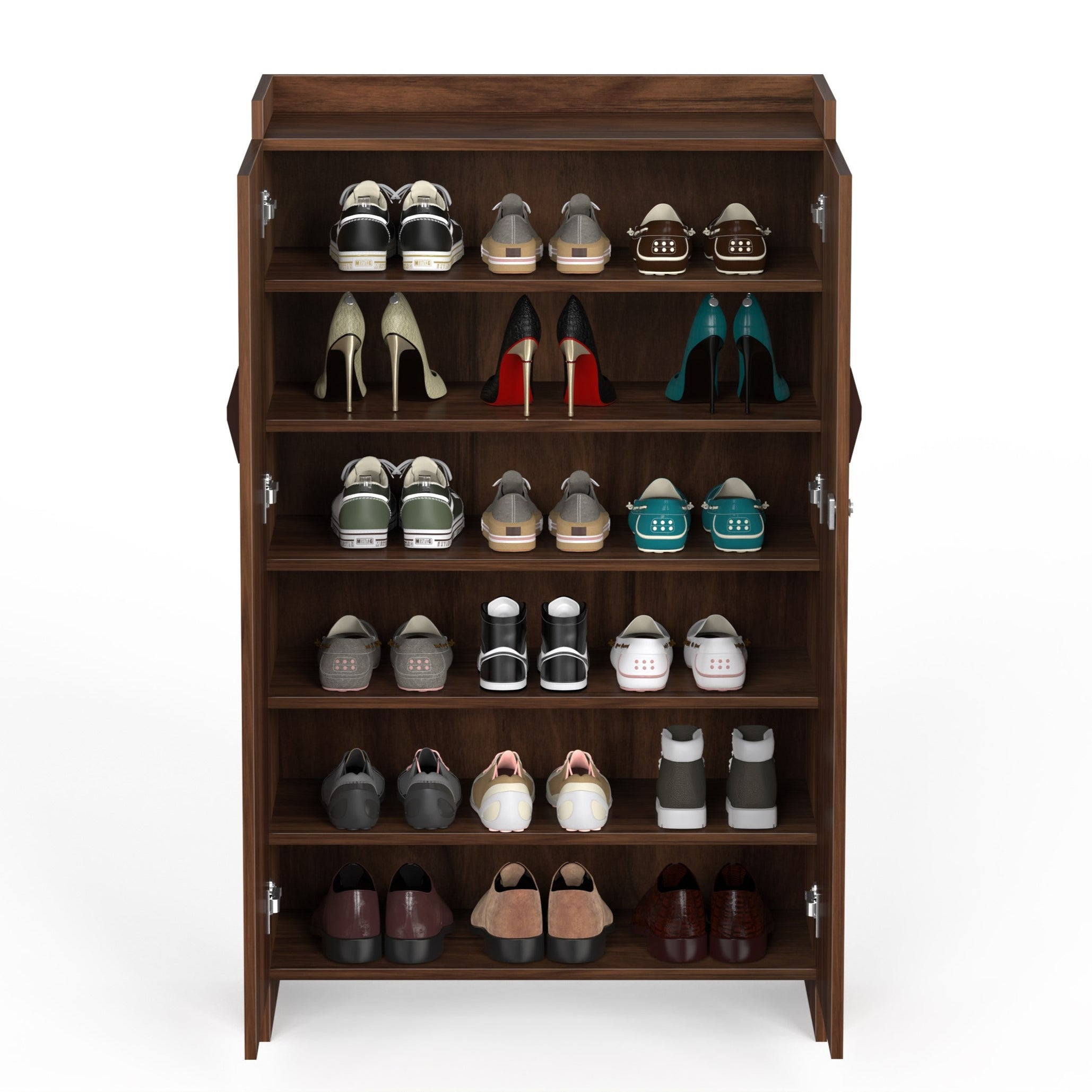 Brooklyn Tall Engineered Wood 2 Doors with Lock Shoe Rack — Bluewud