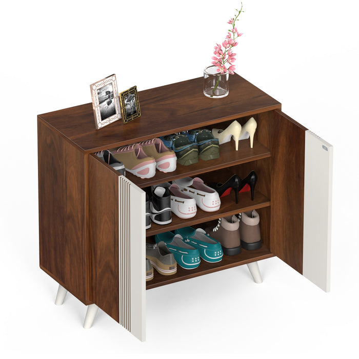 Cylvie Engineered Wood 2 Doors Shoe Rack Cabinet for Slipper & Footwear