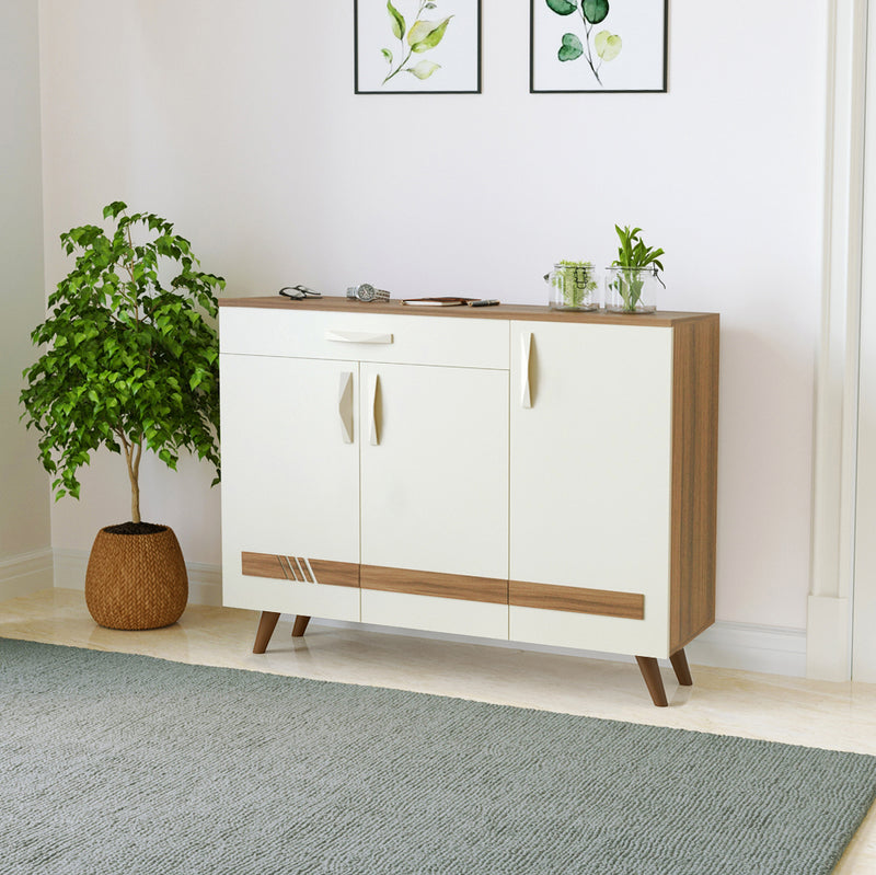 Kaspen Shoe Rack |Walnut & White