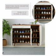 Kaspen Shoe Rack |Walnut & White