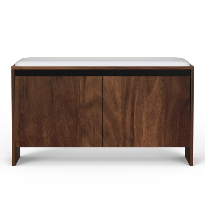 Mavis Wooden Shoe Rack with Cushioned Seat, Shoe Storage Cabinet Organizer, Slipper Footwear Stand for Living Room Home, Upto 10-12 Pairs DIY (Brown Maple) (90 x 34 x 49.7) CM