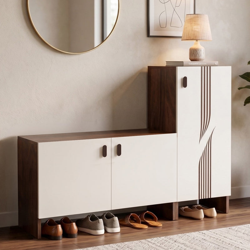 Sayona Seating & Tall Storage Wooden Shoe Rack with Door