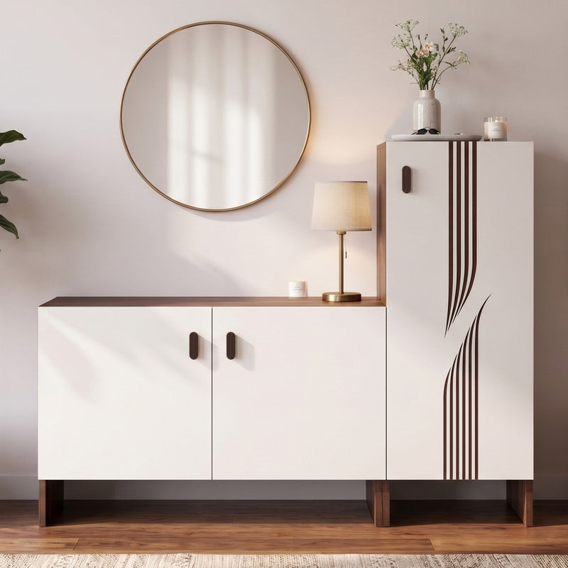 Sayona Seating & Tall Storage Wooden Shoe Rack with Door