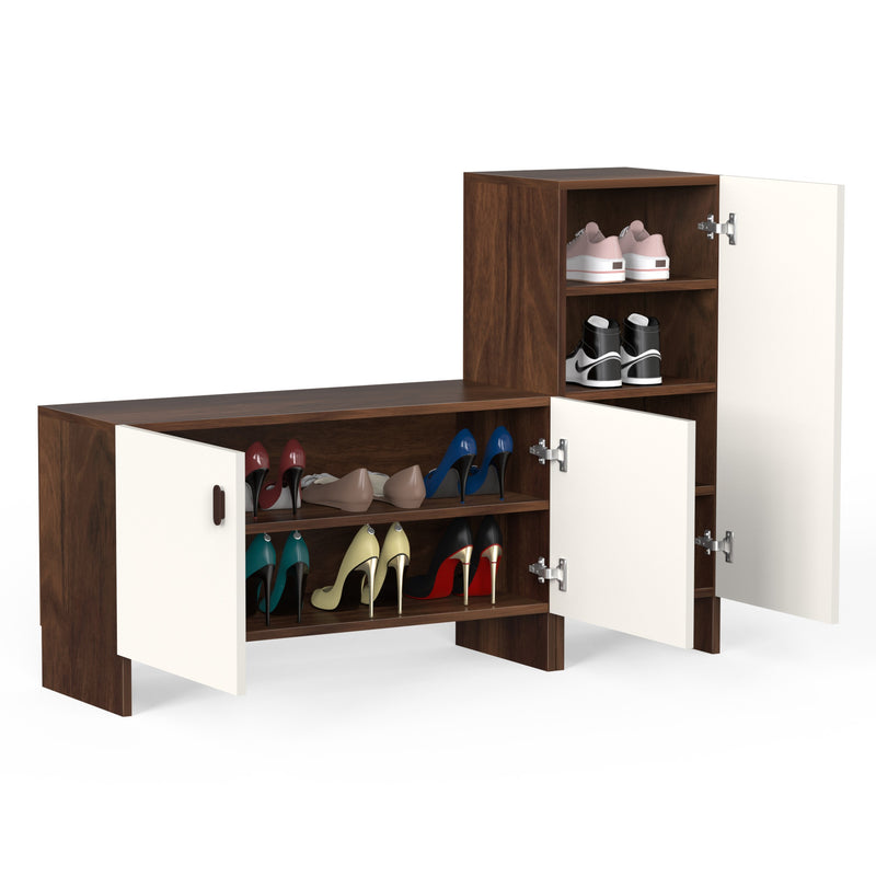 Sayona Seating & Tall Storage Wooden Shoe Rack with Door