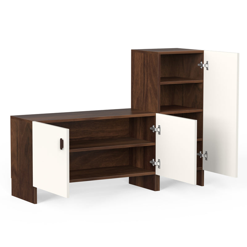 Sayona Seating & Tall Storage Wooden Shoe Rack with Door