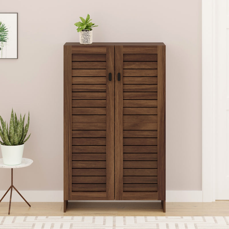 Wimzoe 2 doors shoe rack cabinet , store upto 16 pairs for home (Brown Maple. Upto UK 9)