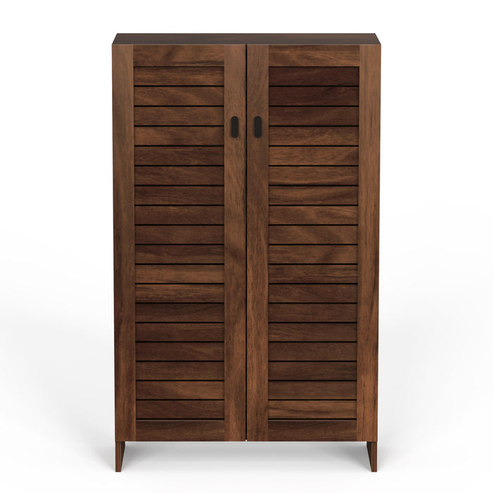 Wimzoe Engineered Wood Single Tone 2 Doors Shoe Rack Cabinet Slipper Footwear Stand Organizer with Closed Shelves can Store Up to 16 Pairs for Home (Brown Maple. Upto UK 9)