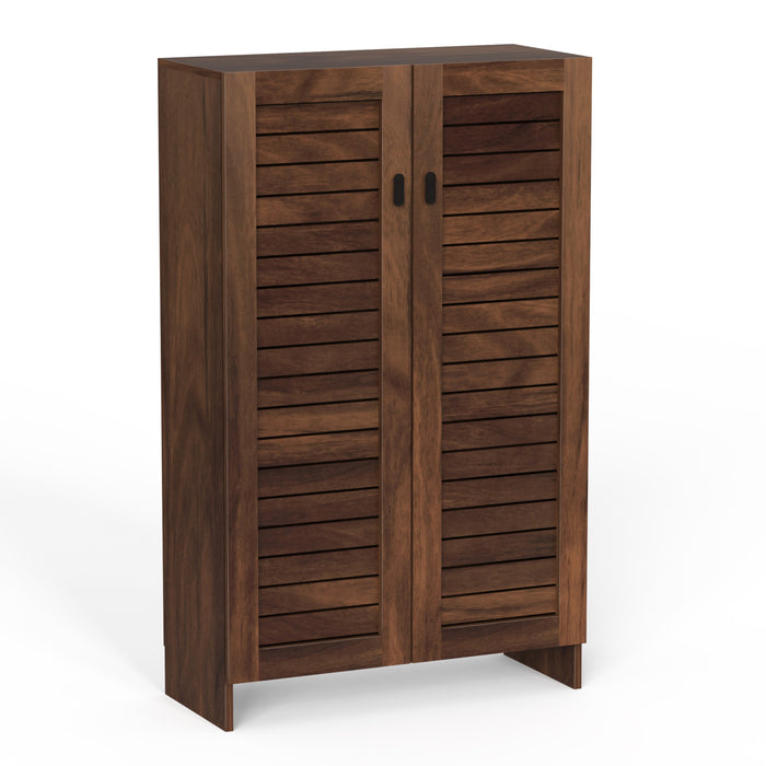 Wimzoe Engineered Wood Single Tone 2 Doors Shoe Rack Cabinet Slipper Footwear Stand Organizer with Closed Shelves can Store Up to 16 Pairs for Home (Brown Maple. Upto UK 9)