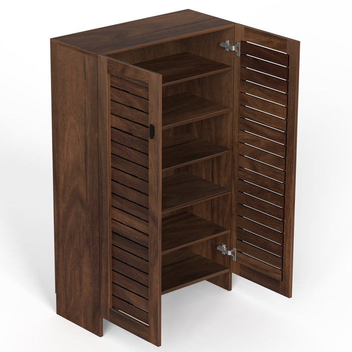 Wimzoe Engineered Wood Single Tone 2 Doors Shoe Rack Cabinet Slipper Footwear Stand Organizer with Closed Shelves can Store Up to 16 Pairs for Home (Brown Maple. Upto UK 9)