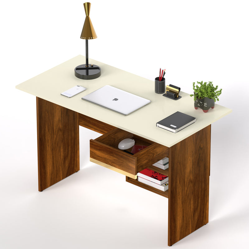 Amalet Study table (Brown Maple & Beige)