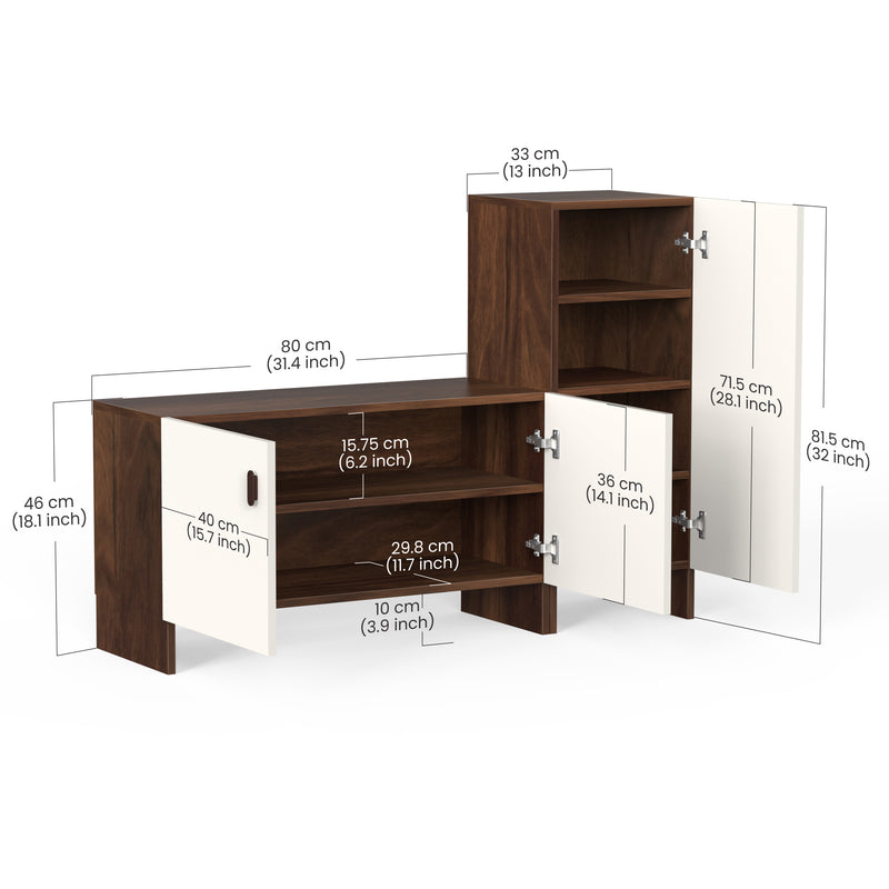 Sayona Seating & Tall Storage Wooden Shoe Rack with Door