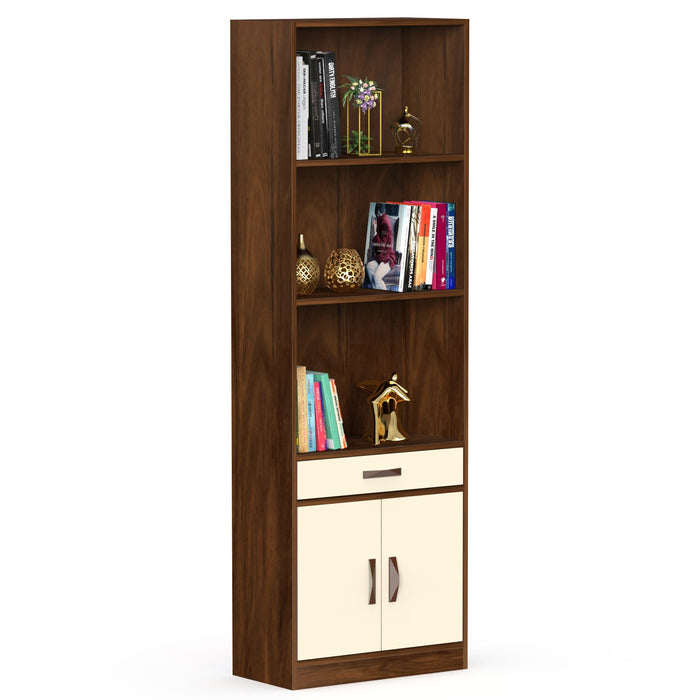 Seonn Bookshelf Cabinet with Storage Shelves & Drawer |Maple