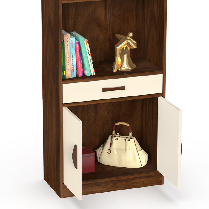 Seonn Bookshelf Cabinet with Storage Shelves & Drawer |Maple