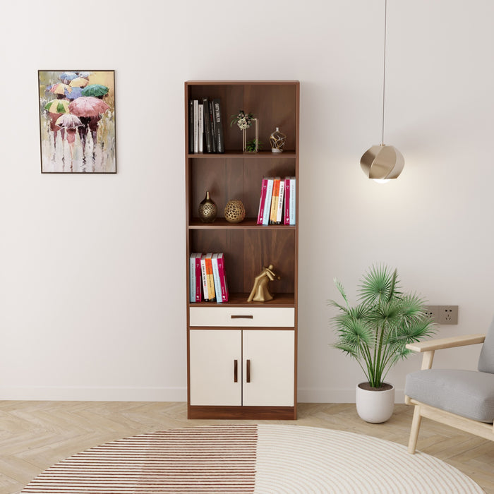 Seonn Bookshelf Cabinet with Storage Shelves & Drawer |Maple