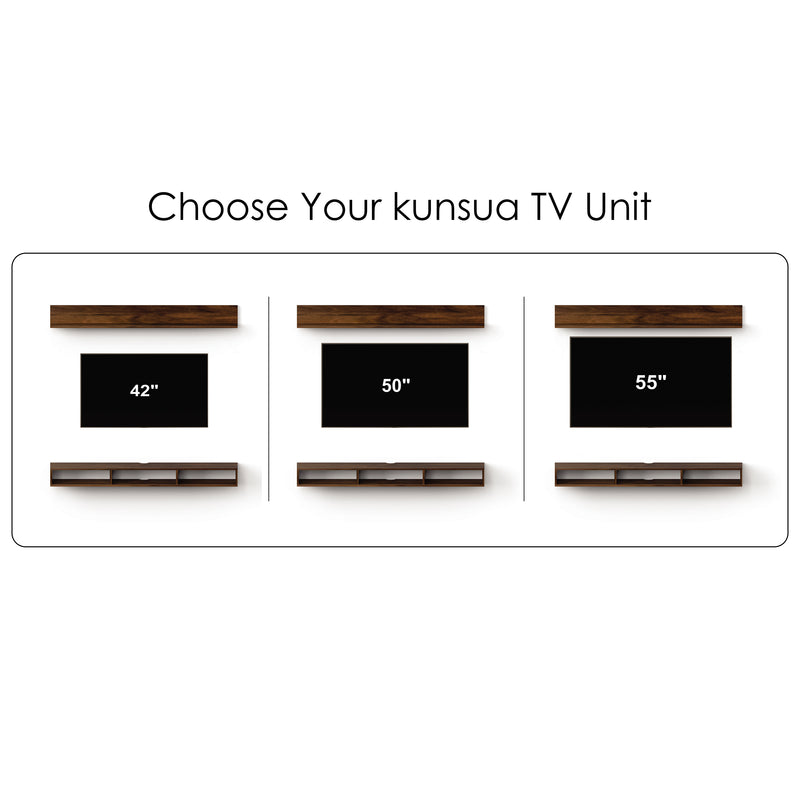 Kunsua Engineering Wood Wall Mount TV Entertainment Unit Set Top Box Stand/TV |Maple