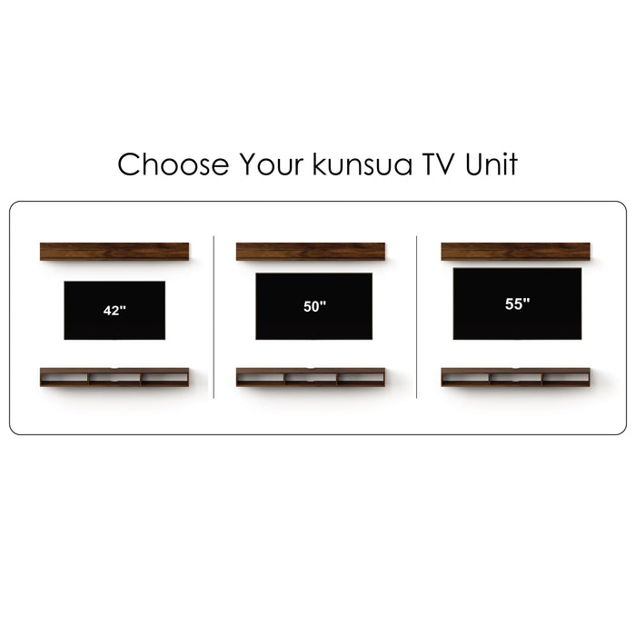 Kunsua Engineering Wood Wall Mount TV Entertainment Unit Set Top Box Stand/TV |Maple