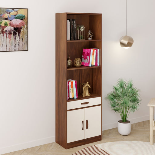 Seonn Bookshelf Cabinet with Storage Shelves & Drawer |Maple