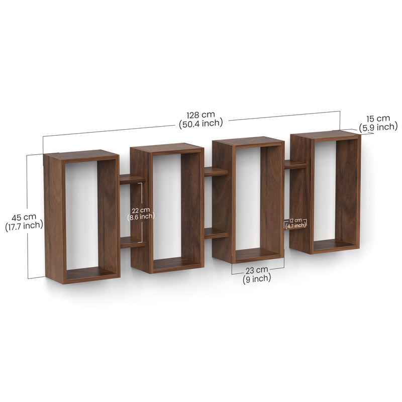 Steda Wall Mount Bookshel(Brown Maple)