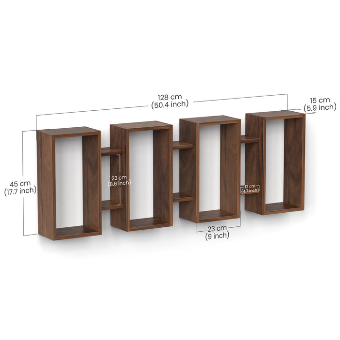 Steda Multipurpose Wall Mount/Free Standing Bookshelf, Open Decor Wall Display Shelves, Storage Cabinet Racks Organizer for Living Room Bedroom Office Home (Brown Maple)