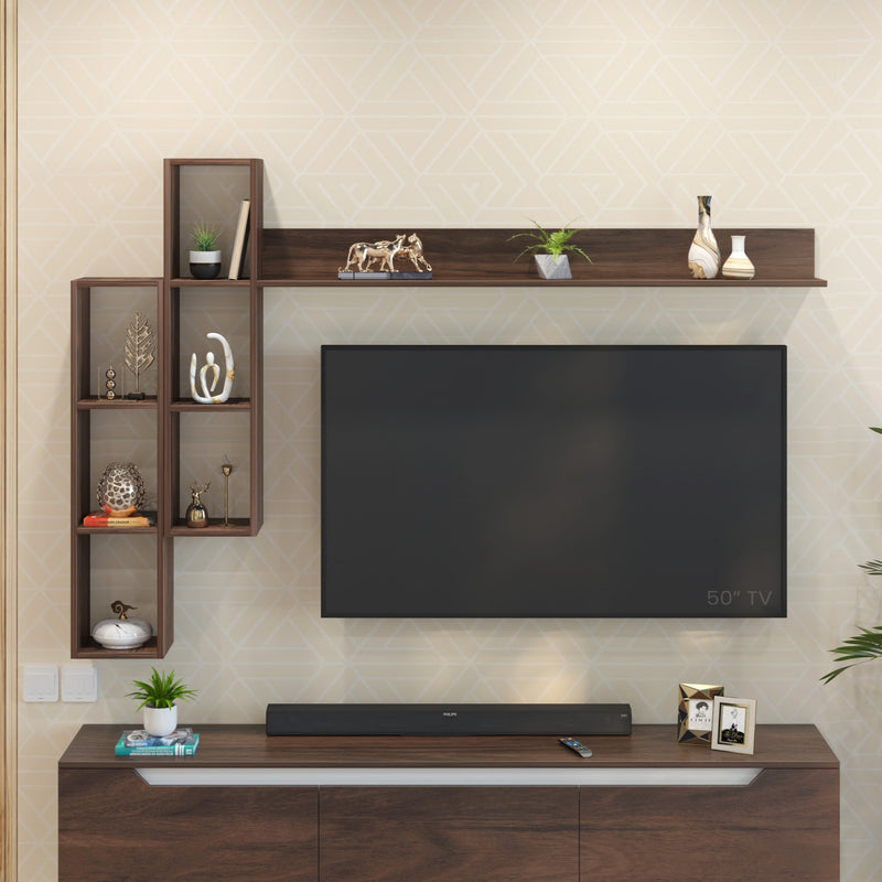 Miltra Wall Mount TV Top Shelf TV Unit  (Brown Maple - DIY)