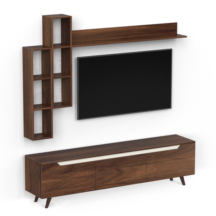 Blesky Miltra TV Entertainment Unit Set Top Box Stand TV Cabinet with TV Unit & Wall Shelves