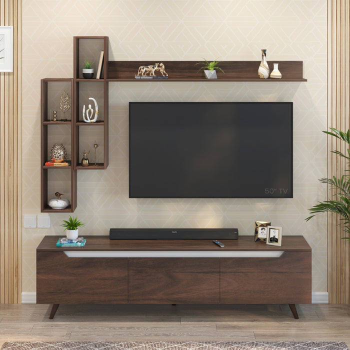 Blesky Miltra TV Entertainment Unit Set Top Box Stand TV Cabinet with TV Unit & Wall Shelves