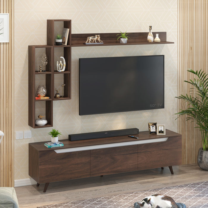 Blesky Miltra TV Entertainment Unit Set Top Box Stand TV Cabinet with TV Unit & Wall Shelves