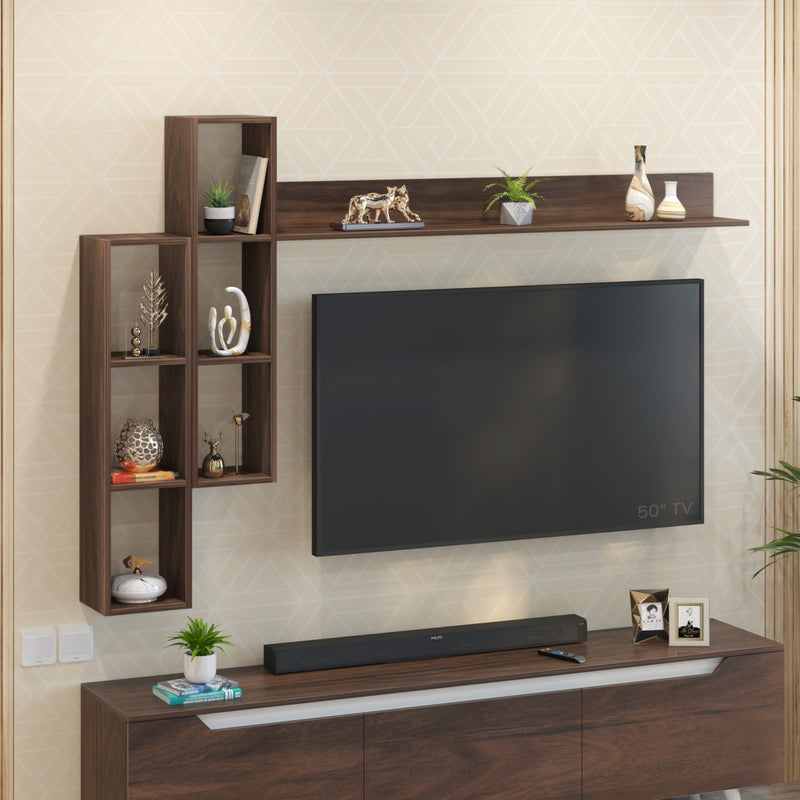 Miltra Wall Mount TV Top Shelf TV Unit  (Brown Maple - DIY)