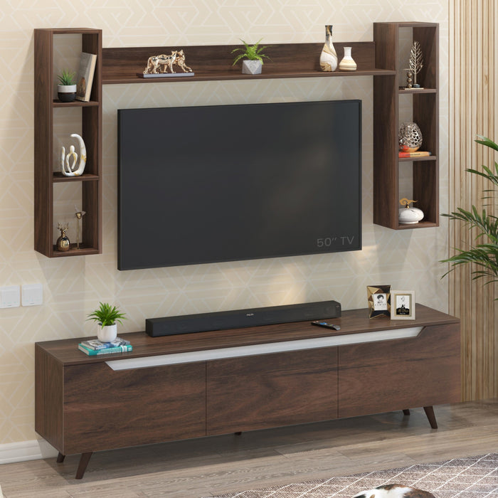 Blesky Miltra TV Entertainment Unit Set Top Box Stand TV Cabinet with TV Unit & Wall Shelves