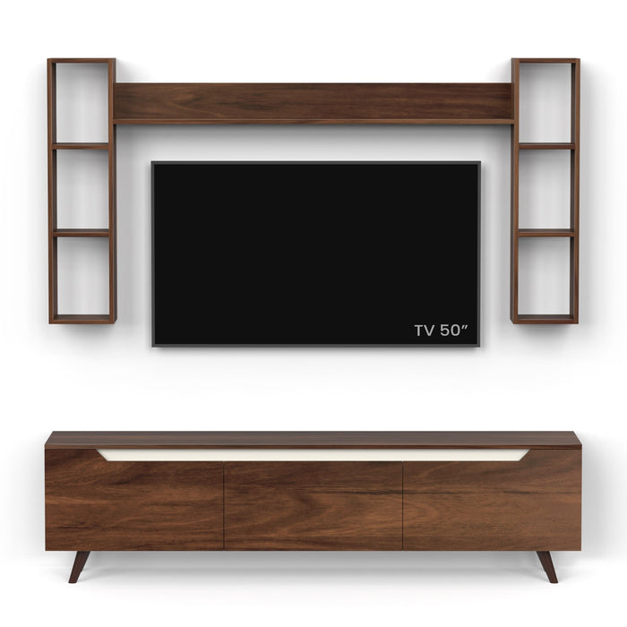 Blesky Miltra TV Entertainment Unit Set Top Box Stand TV Cabinet with TV Unit & Wall Shelves
