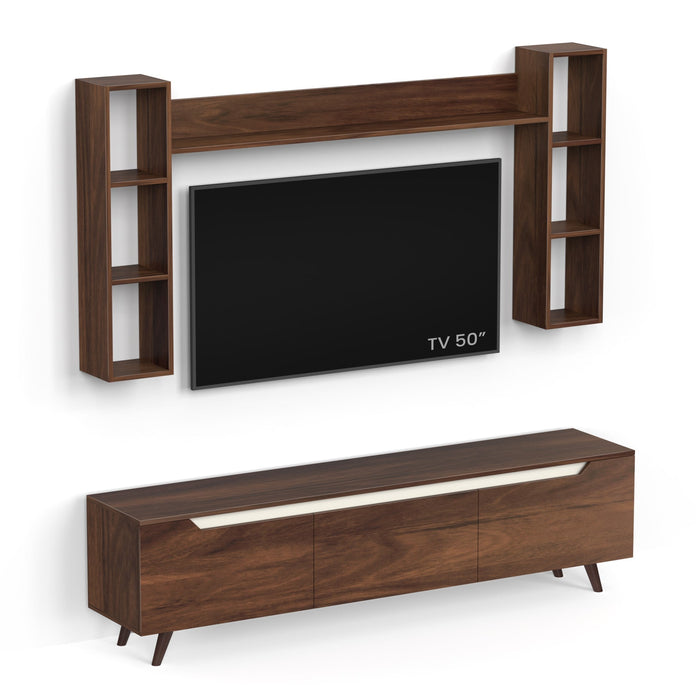 Blesky Miltra TV Entertainment Unit Set Top Box Stand TV Cabinet with TV Unit & Wall Shelves